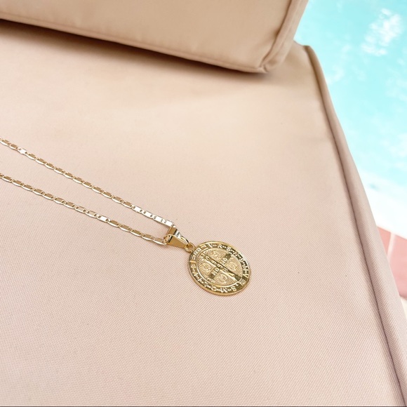 14k Gold Filled Saint Benedict Medallion Pendant - Picture 4 of 5